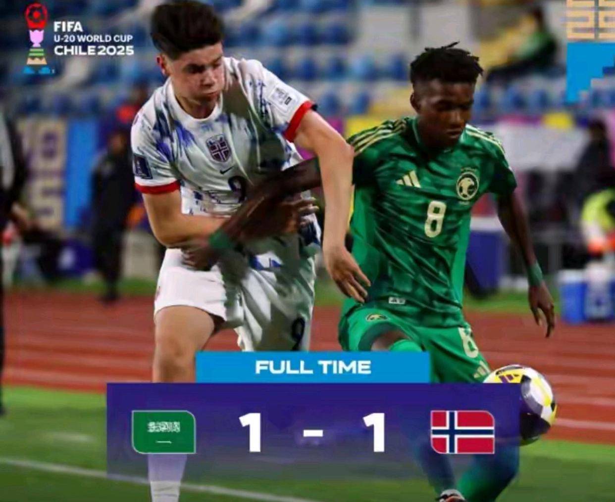 世青赛小组赛第三轮比赛沙特1-1战平挪威